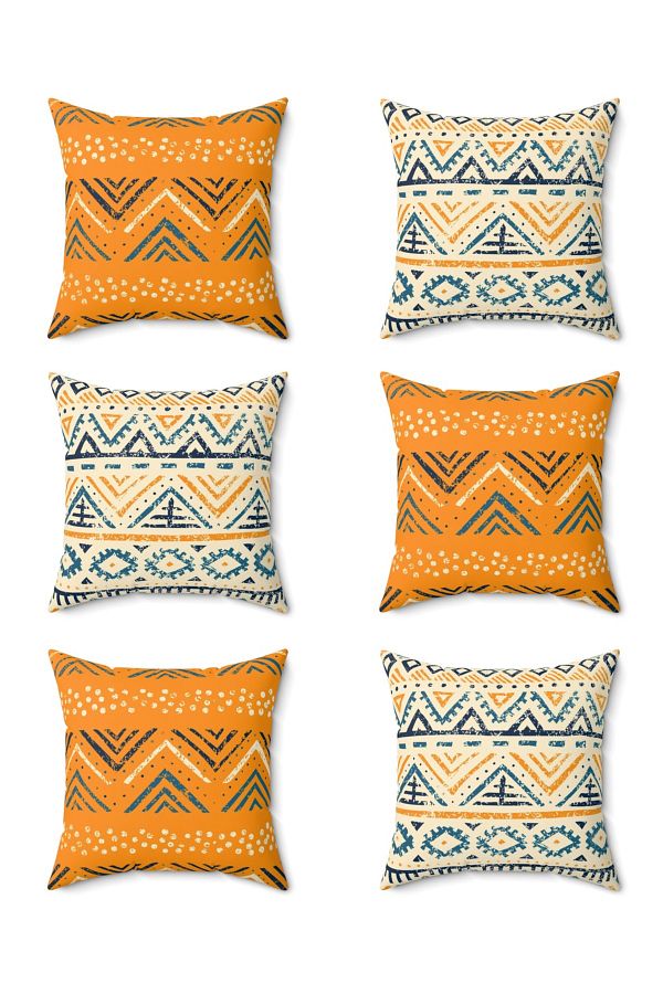 FUS BLUE-Scandinavian Patterned Decorative Set of 6 Throw Pillows and Pillowcases 1
