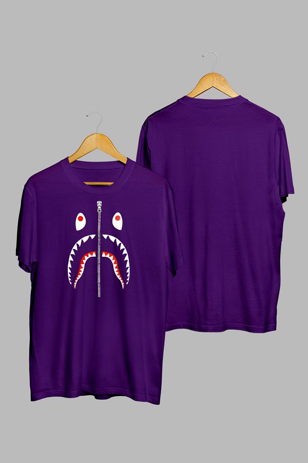 atabir tekstil Oversize Bape Shark Zipper Design Printed T Shirt Trendyol