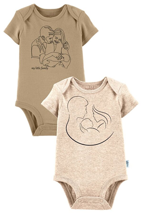 MAHFEL %100 Pamuklu Organik Baskılı Çıtçıtlı Bebek Body Zıbın