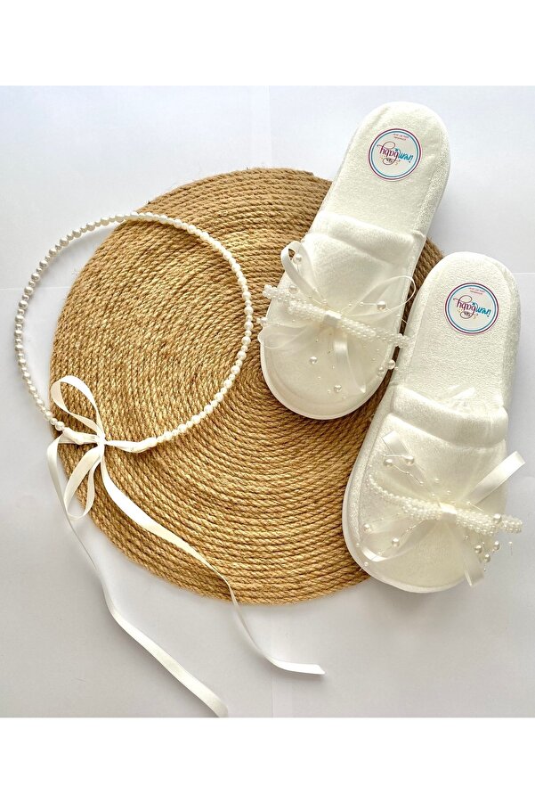 irembaby Anne Bebek Lohusa Beyaz Incili Özel Tasarım Lohusa Tacı Lohusa Terliği