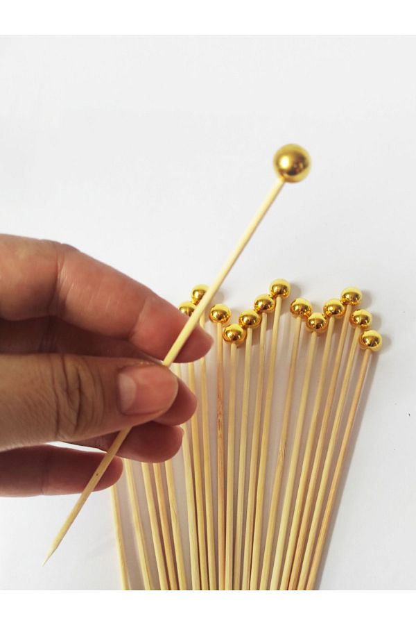Tasar Ma azas 15 Cm Long Toothpicks 15 Pieces Gold Pearl Pastry Toothpicks Trendyol