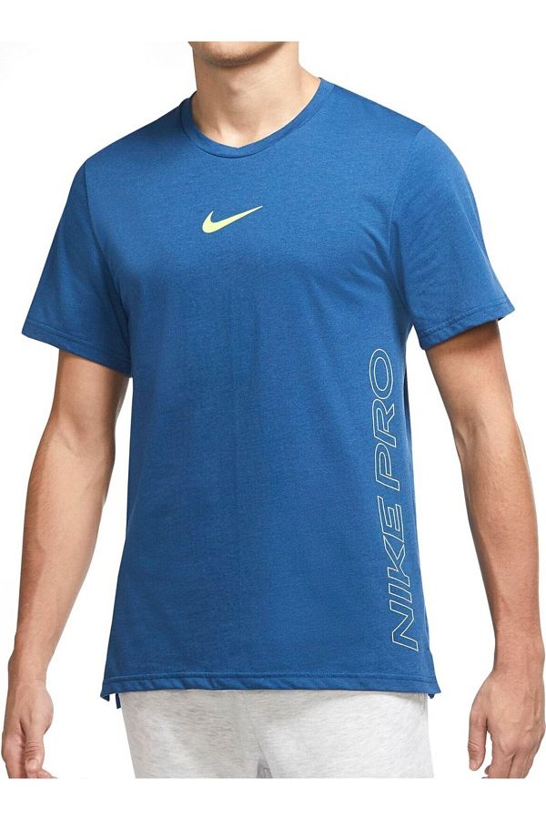Nike Pro Blue Training Neon Graphic Dri fit T shirt Dr8772 476 Trendyol