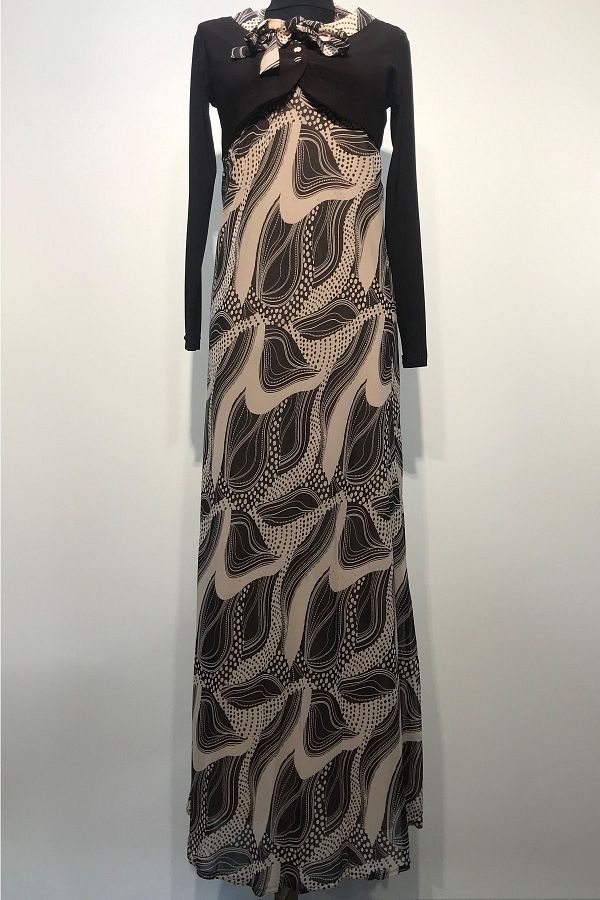 BERRİNMİLLA-Women's Suit Bolero Patterned Satin Dress 1