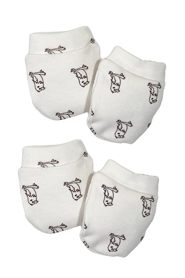 tinylamb Bird Organik Pamuk Bebek Yenidoğan 2 Çift Eldiven Takımı-krem