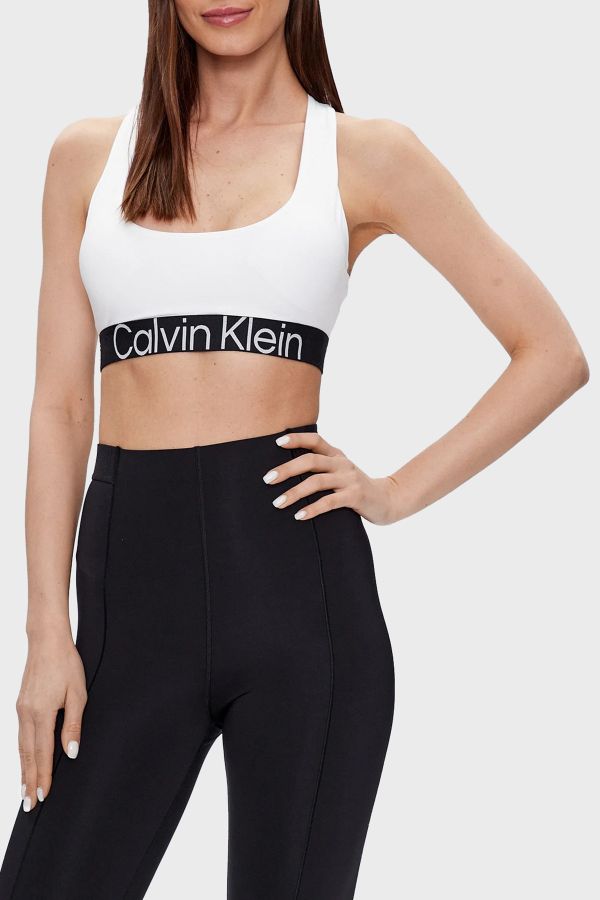 Calvin Klein Logo Taped Lined Removable Padded Moisture Absorbent Sports Bra  00gws3k115yaf Milk - Trendyol