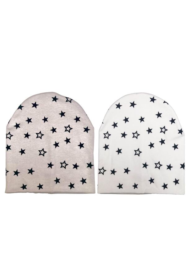 neocotton 2'lı Cıft Katlı Pamuklu Penye Yıldızlı Bebek Bere
