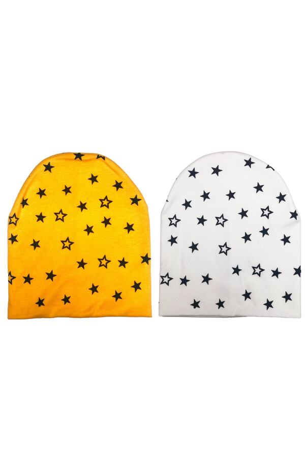 neocotton 2'lı Cıft Katlı Pamuklu Penye Yıldızlı Bebek Bere