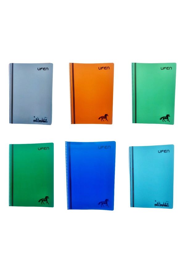 UFEN-U-fen 6 Pieces 96 Sheets School Notebook PP Cover Spiral Notebook A4 (3 Lines + 3 Squares) 1