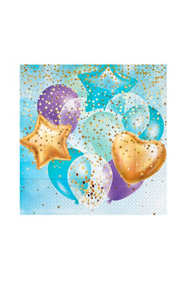 Kazanabil-20pcs Flying Balloons Sparkly Double Layer Paper Party Napkin Blue 1