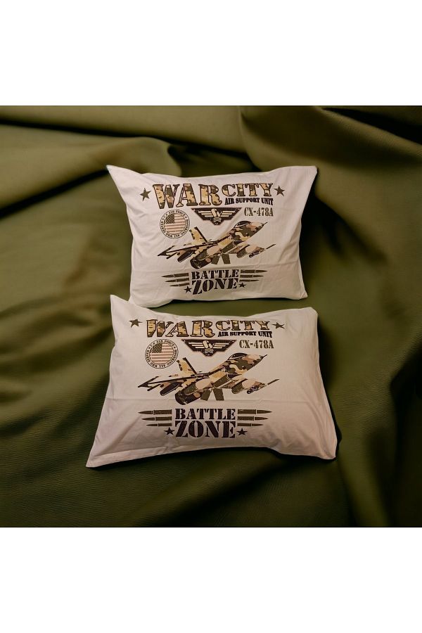ŞENER HOME-100% Cotton Poplin Warcity 2-Piece Pillow Case 50x70 Cm 1
