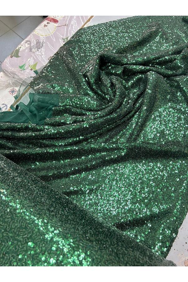 payet pul-3 mmSequin Sequin Fabric - Green 1