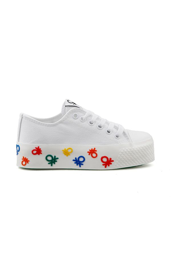 United Colors of Benetton-Bn 30940 White Women's Casual Shoes Bn-30940 1