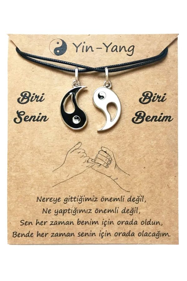 Y MODA 2 Pieces Yin Yang Balance Complementary Duo Lover Friend Necklace Couple Necklace Trendyol
