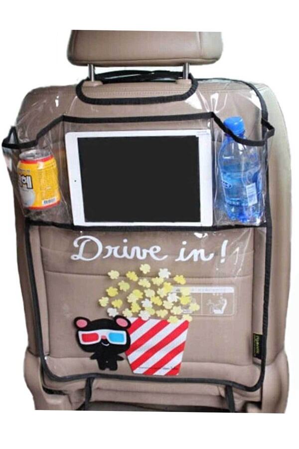 RevuBaby Şeffaf Cepli Araba Koltuk Organizer Araç Koltuk Arkası Koruyucu Tablet Tutucu Oto Düzenleyici 1adet