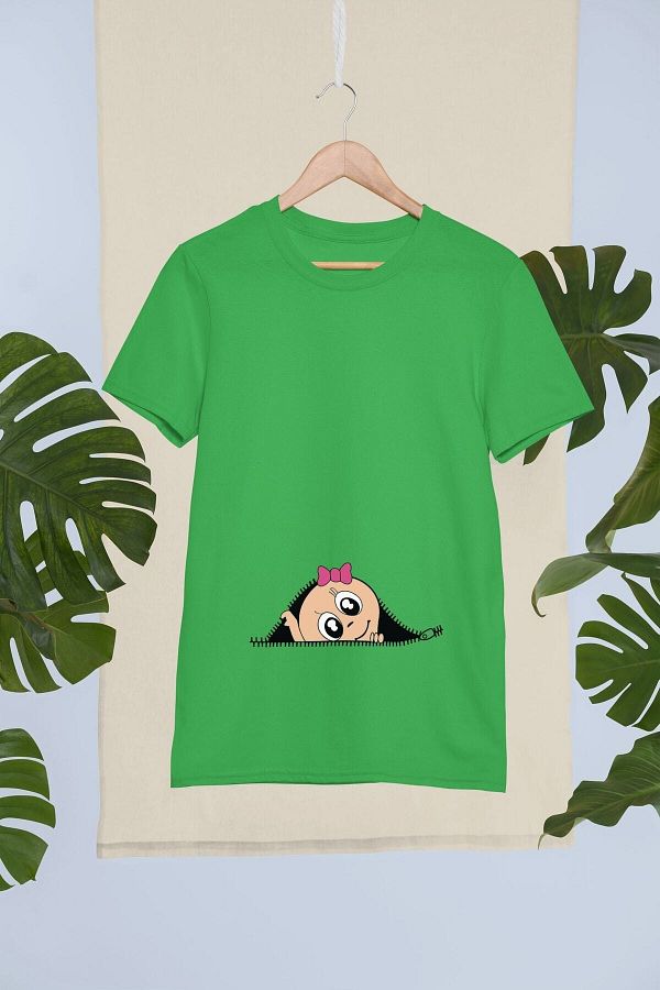 NİCE-Baby Girl Looking Through the Zipper Printed Maternity T-shirt 1