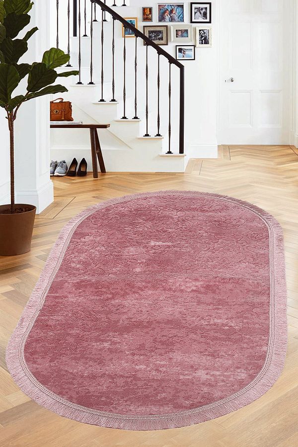 Bonny Home-Saltanat Powder Oval - Children's Teen Room Carpet, Antibacterial and Washable Sports Fringed 1
