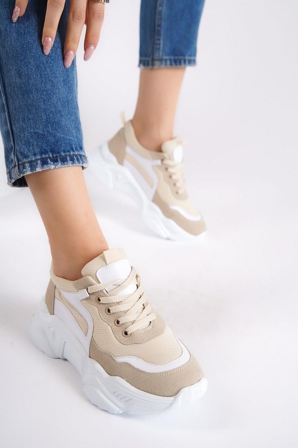 Modabuymus Fashi Cream Color Sneaker Thick Soled Sports Shoes Trendyol