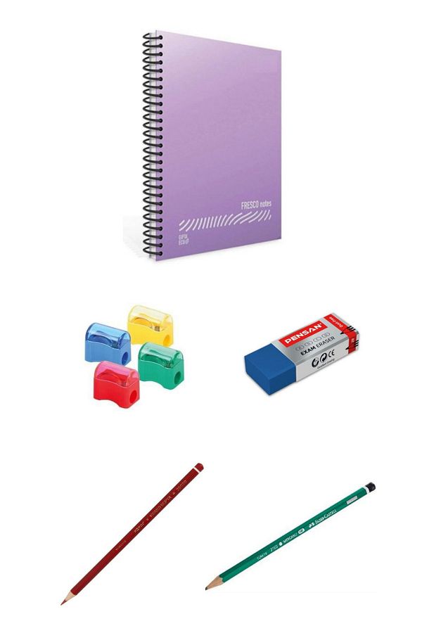 Gıpta-72 YpA4 Checkered Notebook Set, Pencil, Eraser, Pencil Sharpener, Red Copy Pen 1