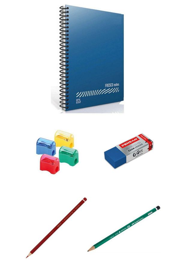 Gıpta-72 YpA4 Checkered Notebook Set, Pencil, Eraser, Pencil Sharpener, Red Copy Pen 1