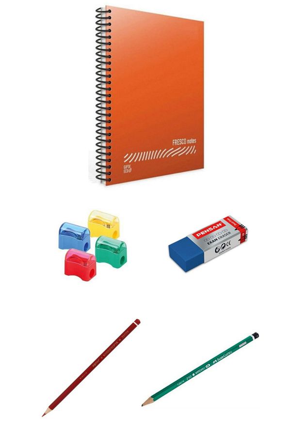 Gıpta-72 YpA4 Checkered Notebook Set, Pencil, Eraser, Pencil Sharpener, Red Copy Pen 1