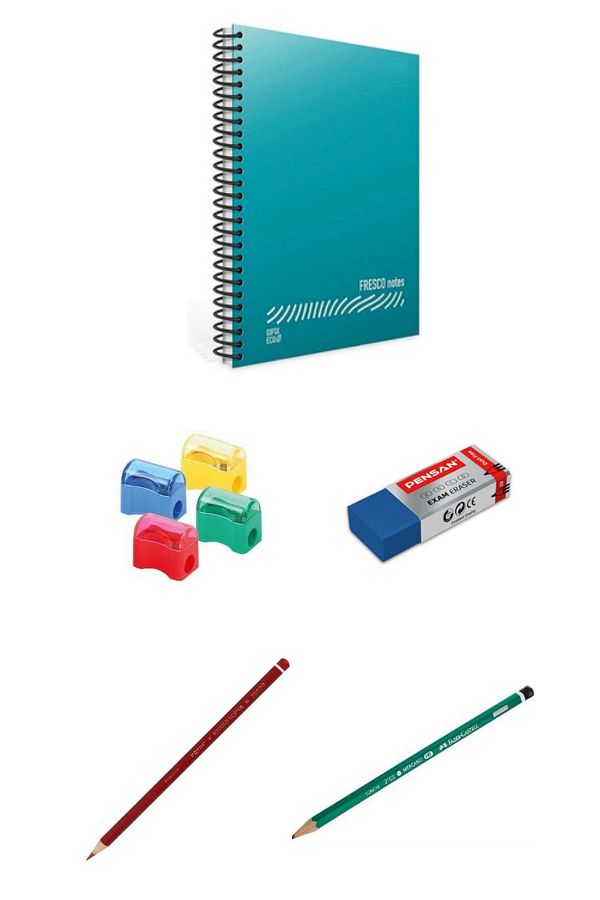 Gıpta-72 YpA4 Checkered Notebook Set, Pencil, Eraser, Pencil Sharpener, Red Copy Pen 1