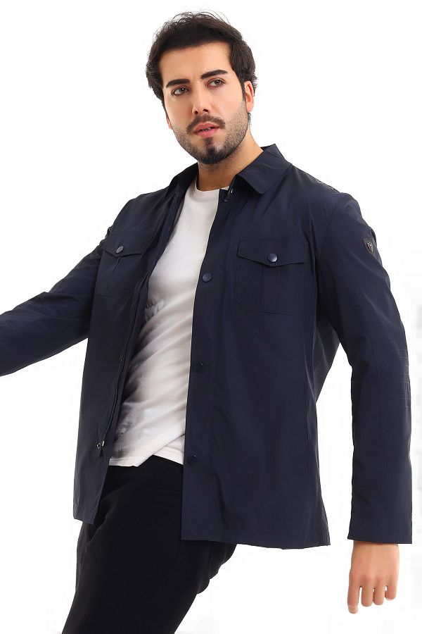 By Karaaslan Men s Navy Blue Thin Summer Coat Jacket Safari Model Spring Coat Coat Vitrovka Jacket Trendyol