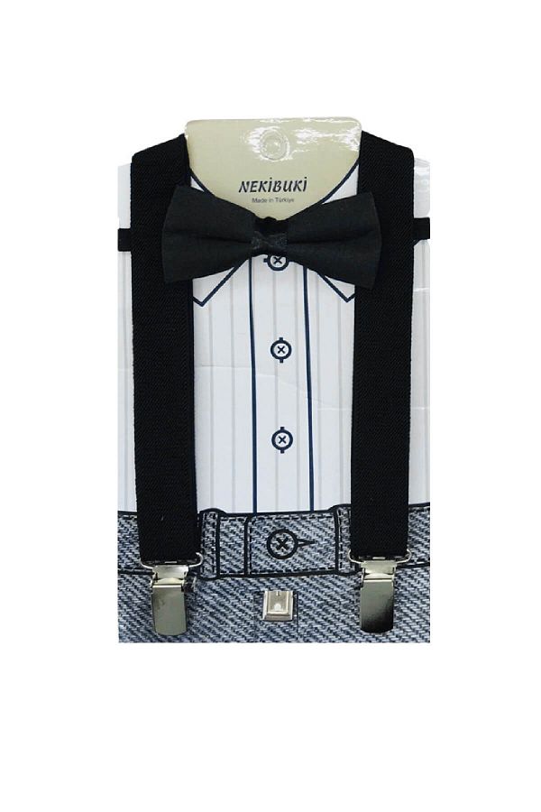 Minisse-Black Baby Boy Bow Tie and Leg Set 1-6 1