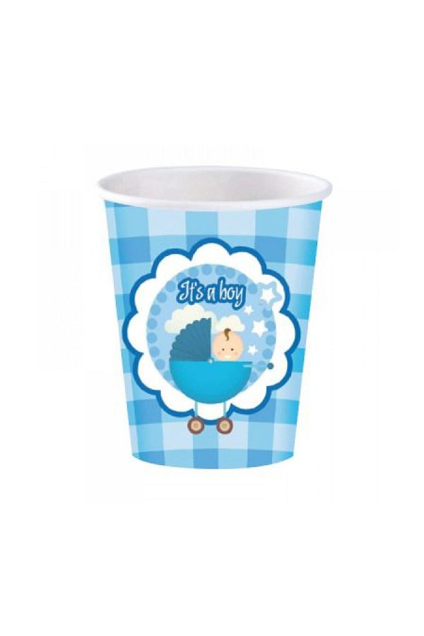 Kazanabil-8 Pack Its A Size Stroller Themed Paper Cup Blue 1