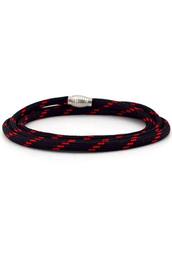 Solfera-Men's Black Red Pattern Paracord Three Sira Bracelet Bt533 1
