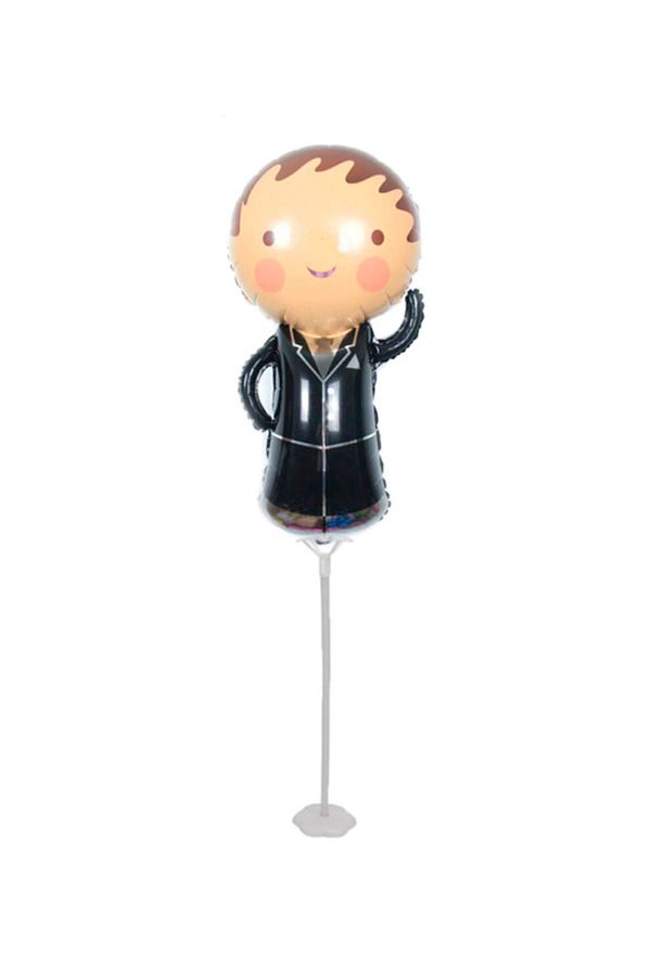 Kazanabil-Groom Figured Party Table Decoration Foil Balloon with Sticks Black 1