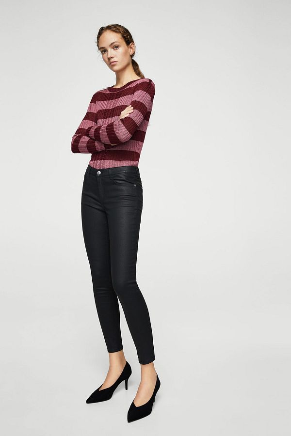 MANGO Women s Black Waxed Skinny Belle Jean Trousers 31000482 Trendyol
