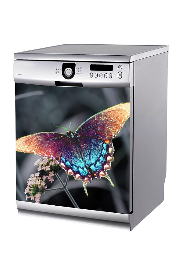 Tilki Dünyası-Colorful Butterfly Dishwasher Sticker 1