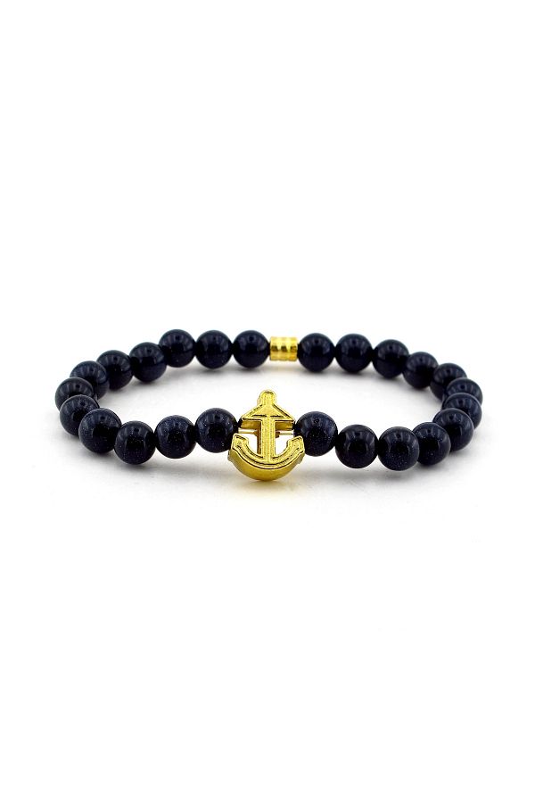 Solfera-Men's Navy Blue Star Natural Stone Bracelet B700 1