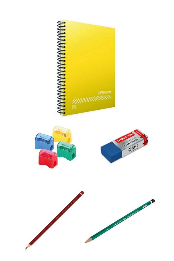 Gıpta-72 YpA4 Checkered Notebook Set, Pencil, Eraser, Pencil Sharpener, Red Copy Pen 1