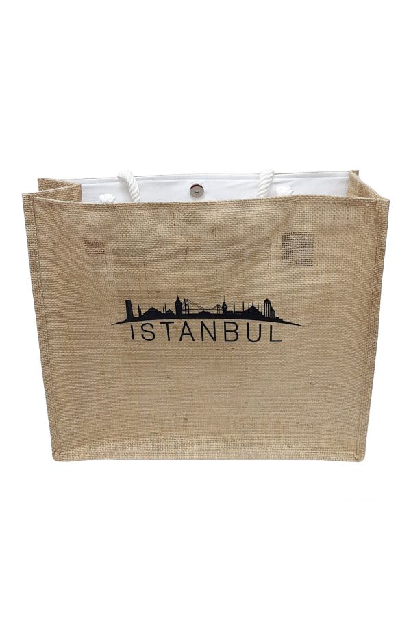 KYLE XM-Istanbul Printed Jute Straw Beach Bag Beach And Pool Bag With Inner Pocket Keychain 1