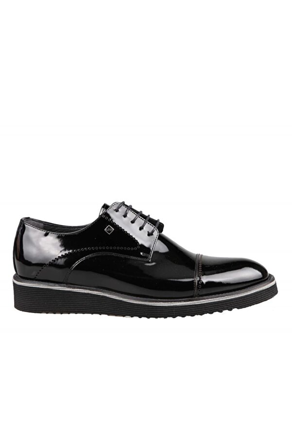 Fosco 2928 Genuine Leather Black Patent Leather Men's Casual Shoes