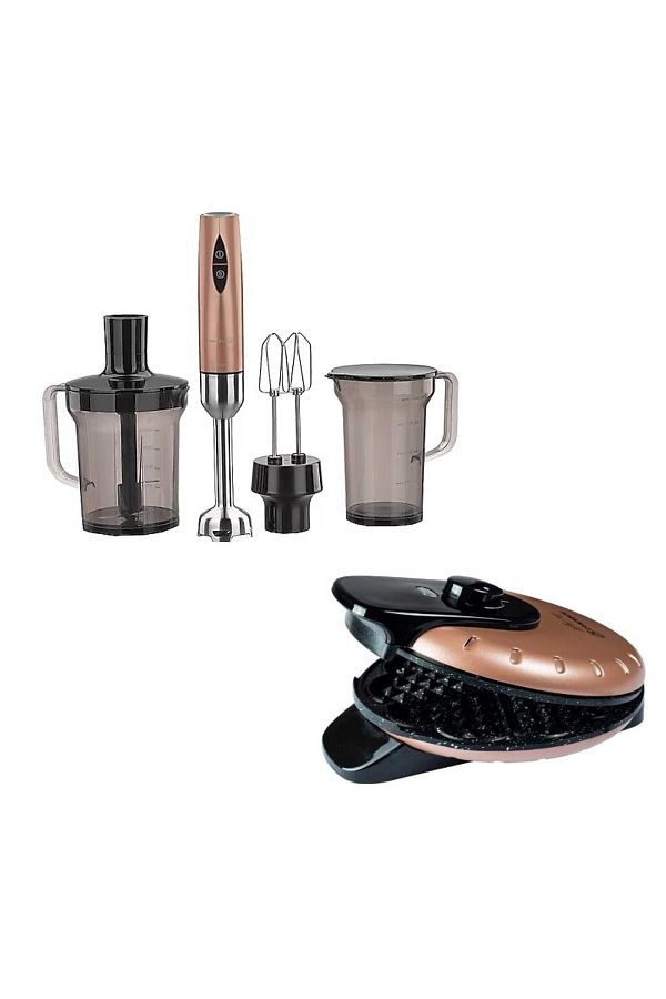 KORKMAZ-Vertex Mega Blender Set Rosagold A445-05 & Mia Rosagold Waffle Machine A319-03 Special Set 1