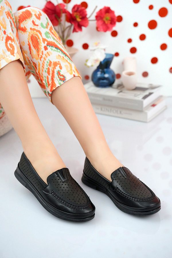 Freemax Women s Comfortable Rubber Sole Daily Ballerina Shoes Black Trendyol