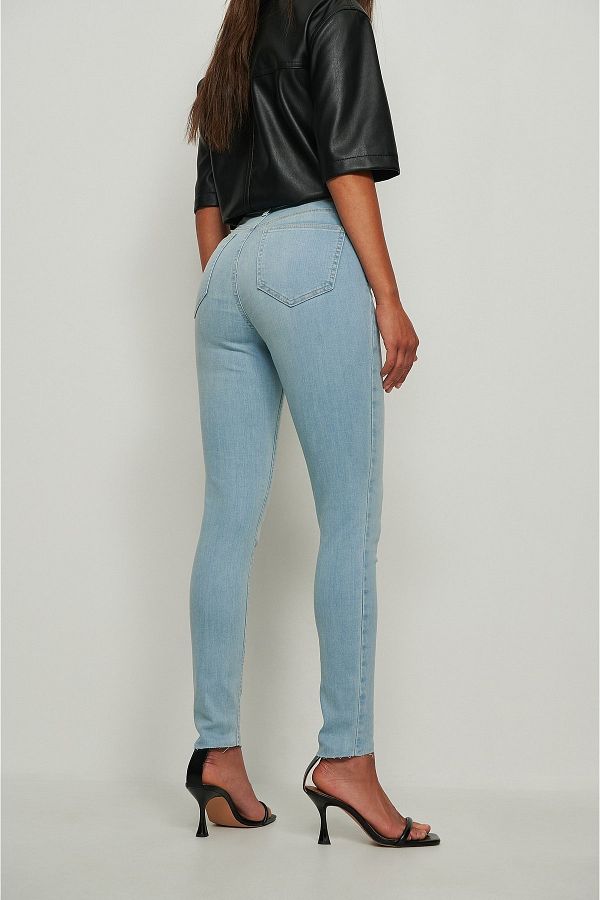 Skinny high waist raw hem jeans discount