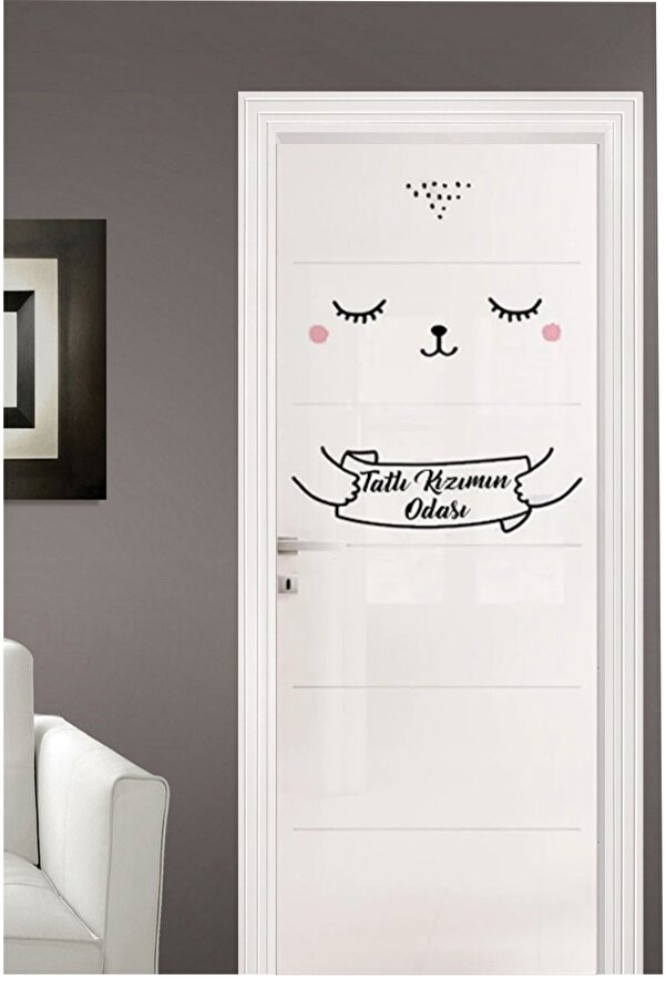 efekt reklam Tavşancık Kapı Süsü Sticker - Tatlı Kızımın Odası Çocuk Odası Sticker Bebek Odası Yapışkanlı Sticker