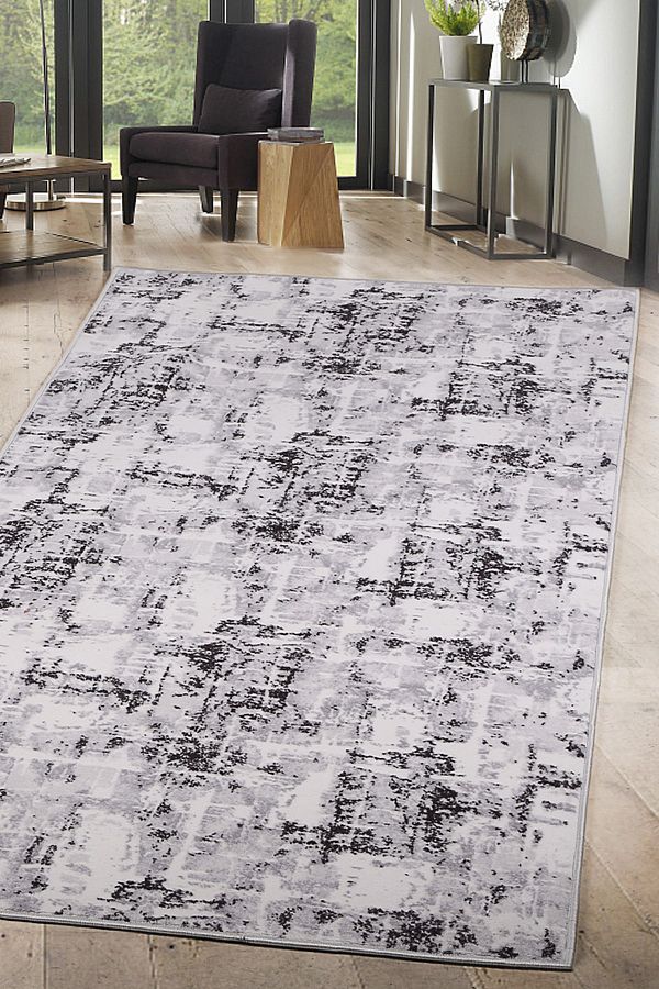 Relax Carpet-Soft Manyas Gray Non-Retention Washable Non-Slip Base Soft Floor Mat Modern Kitchen Carpet 1