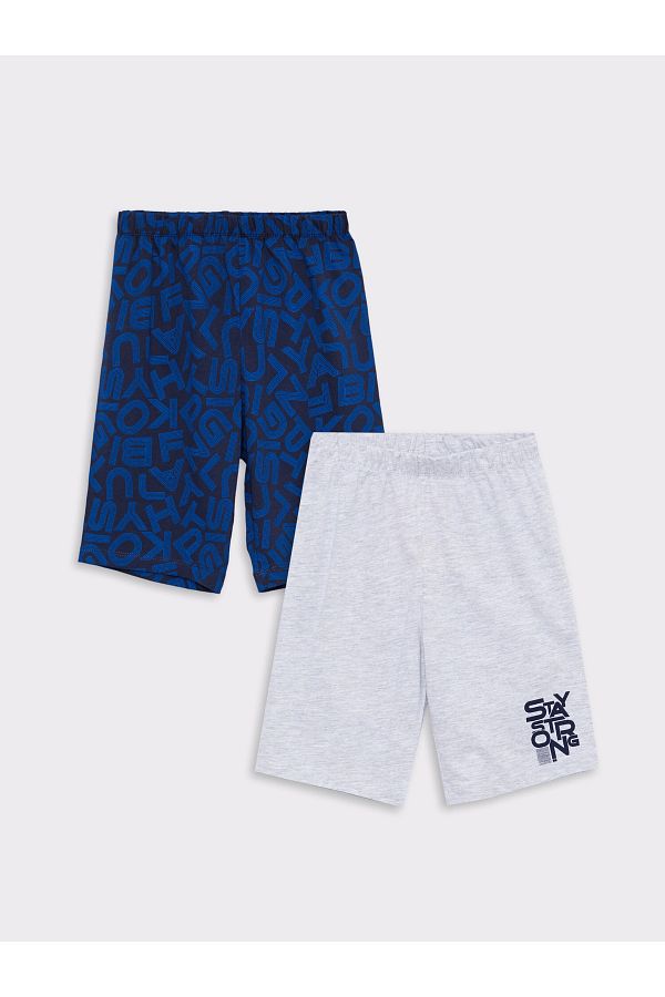 LC Waikiki-Set of 2 Printed Pajama Shorts for Boys - Elastic Waist 1