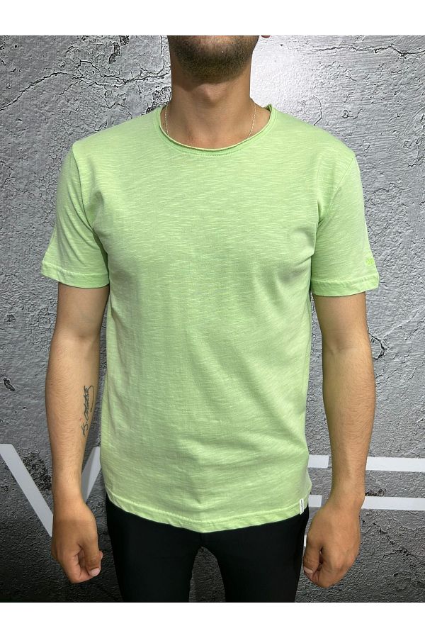 Qwerty Men s Plain Fat T shirt 0 Dirty Collar Wy25401 A.green Trendyol