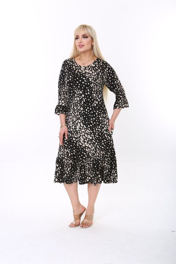 ModaSehle-Plus Size Lycra Viscose Dress with Frill Bottom 1