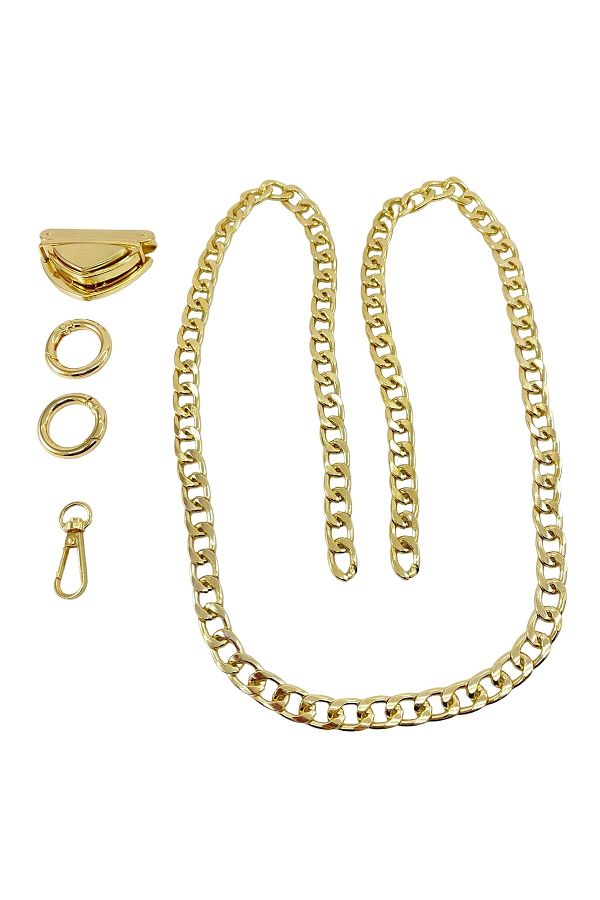 aladepo-Bag Accessory Set Triangle Spring Push Lock with 12mm Aluminum Chain (3 COLORS) 1