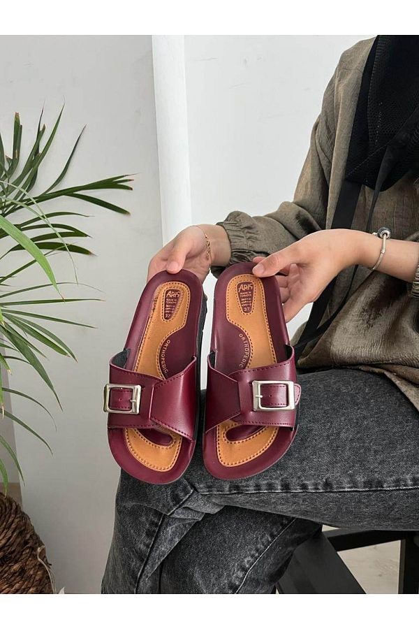 Behtah Kundura In Foot Supported Orthopedic Single Buckle Mother Slippers Street Slippers Daily Slippers Narrow Fit Trendyol