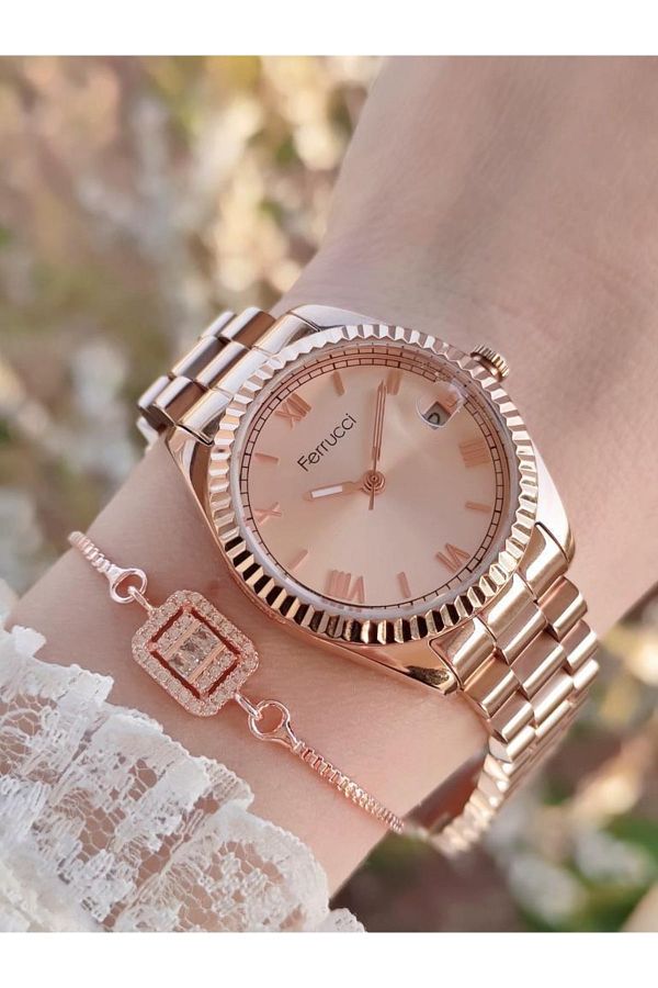 Ferrucci Blkt.2.244 Women s Wristwatch 30 Mt Water Resistant Steel Cord Anti Tarnish Color Throw bracelet Trendyol
