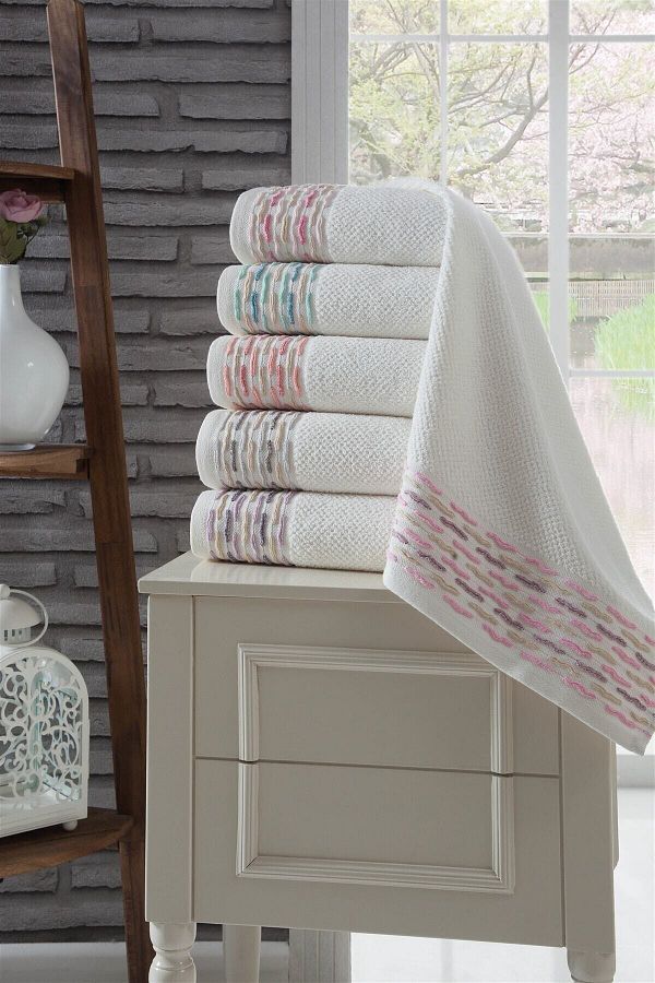 aky home style Set of 6 Towels Hand Face Cotton 50x90 Cm Trendyol
