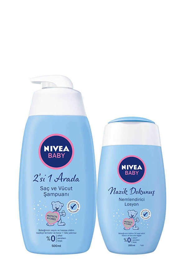 NIVEA Saç Ve Vücut Şampuanı Bebek 500 ml + Bebek Losyon Nemlendirici 200 ml