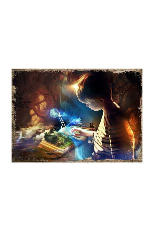 Cakatablo 35cmX50cm Ahşap Tablo Fantastik Kitap Oyuncak Çocuk